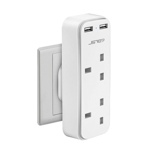 Double plug adaptor with usb - adaptor,