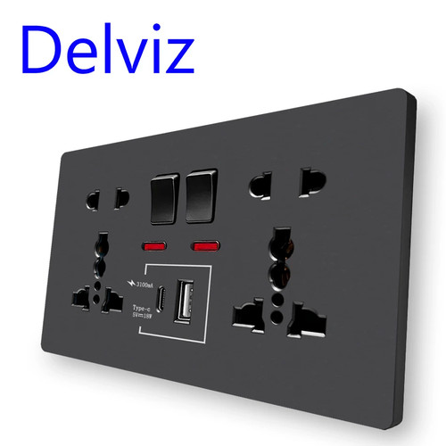 Double 13a wall plug socket - wall,